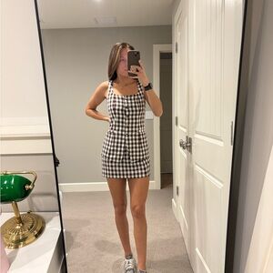 Wayf Brown and White Gingham skirt & blouse set